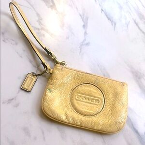 Vintage 60’s Coach Yellow Wristlet Clutch with Gold Hardware